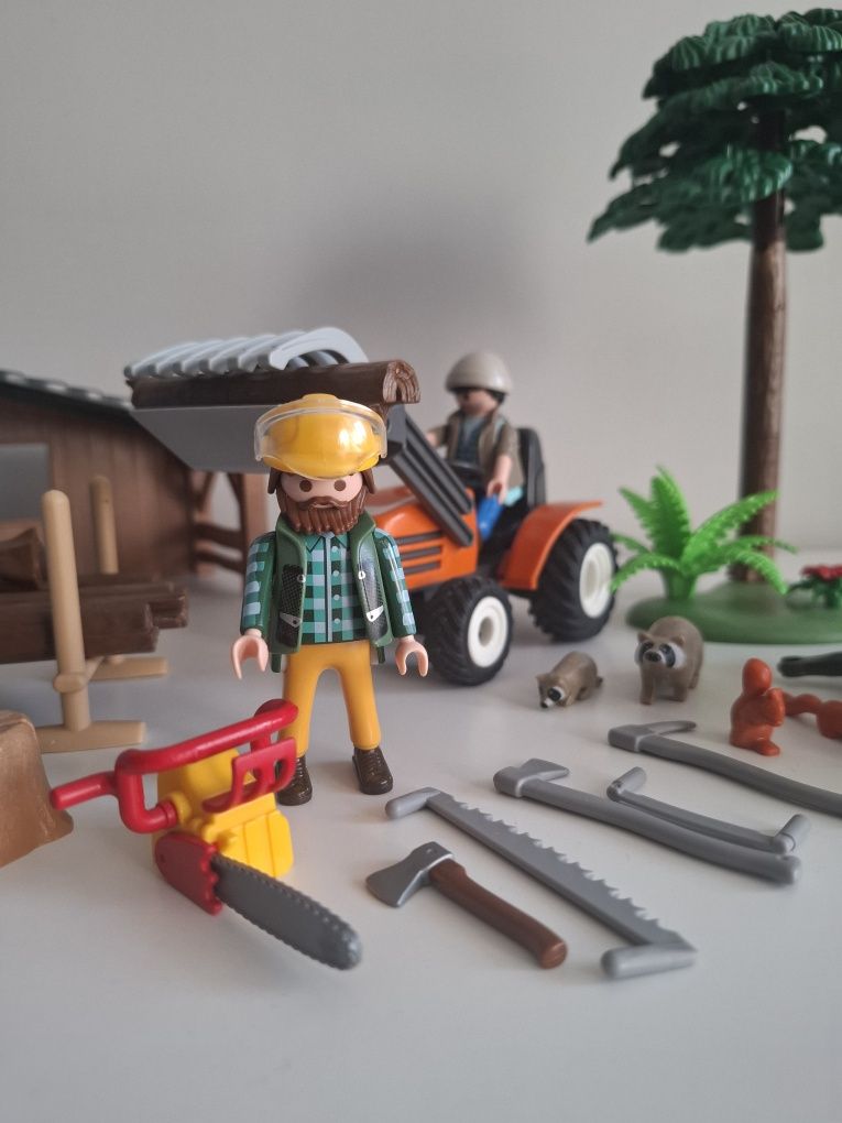 Playmobil traktor drwal drzewo przyczepka wieś 6814