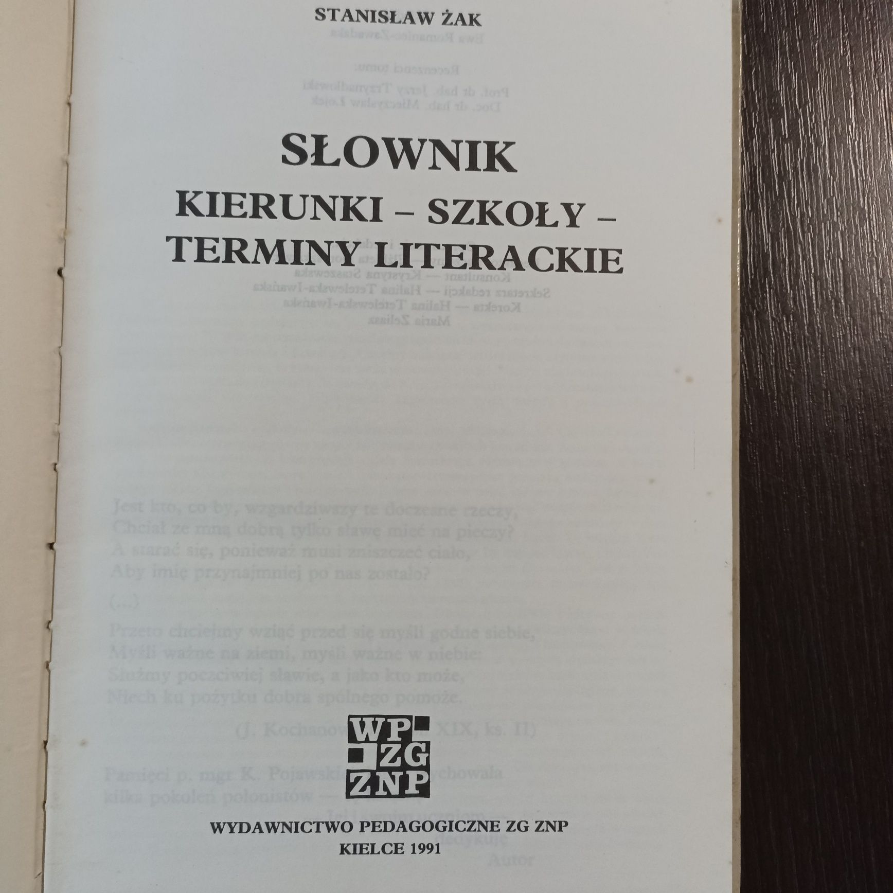 Słownik kierunki szkoły terminy literackie. S. Żak