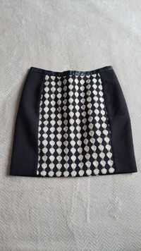 Spódnica mini w czarno-białą kratkę H&M 36