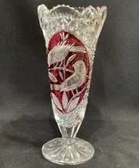 Большая ваза из свинцового хрусталя Птицы Hofbauer Red Bird Германия