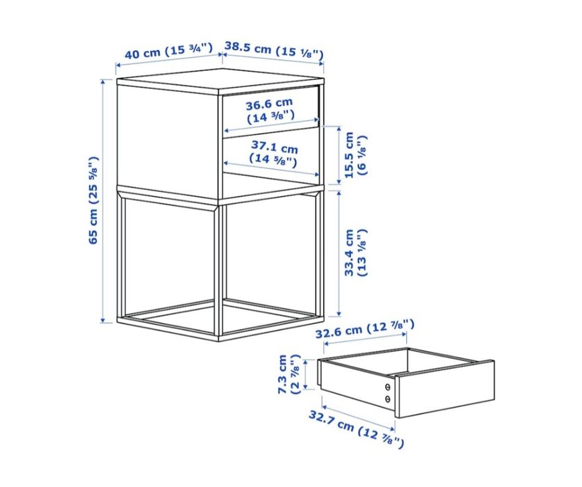2 białe stoliki nocne IKEA VIKHAMMER