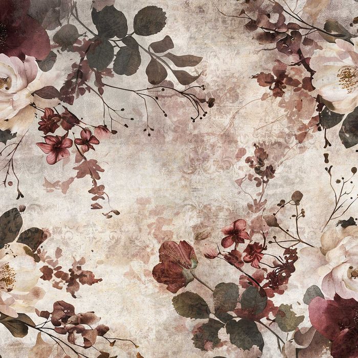 Fototapeta Beż Kwiaty Jesień Brąz Ciemna Do Pokoju Sypialni 3D + KLEJ