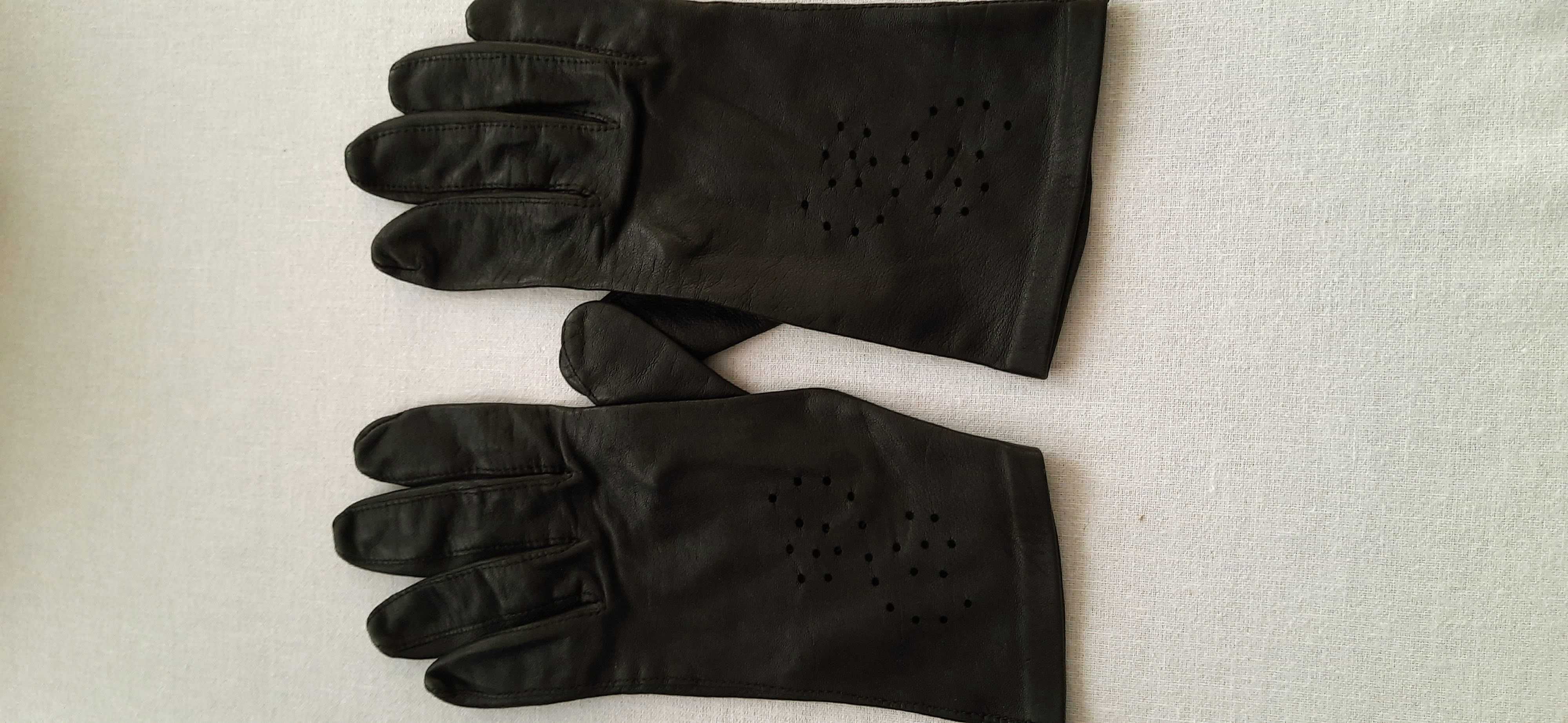 Damskie rękawiczki z cienkiej skóry czarne