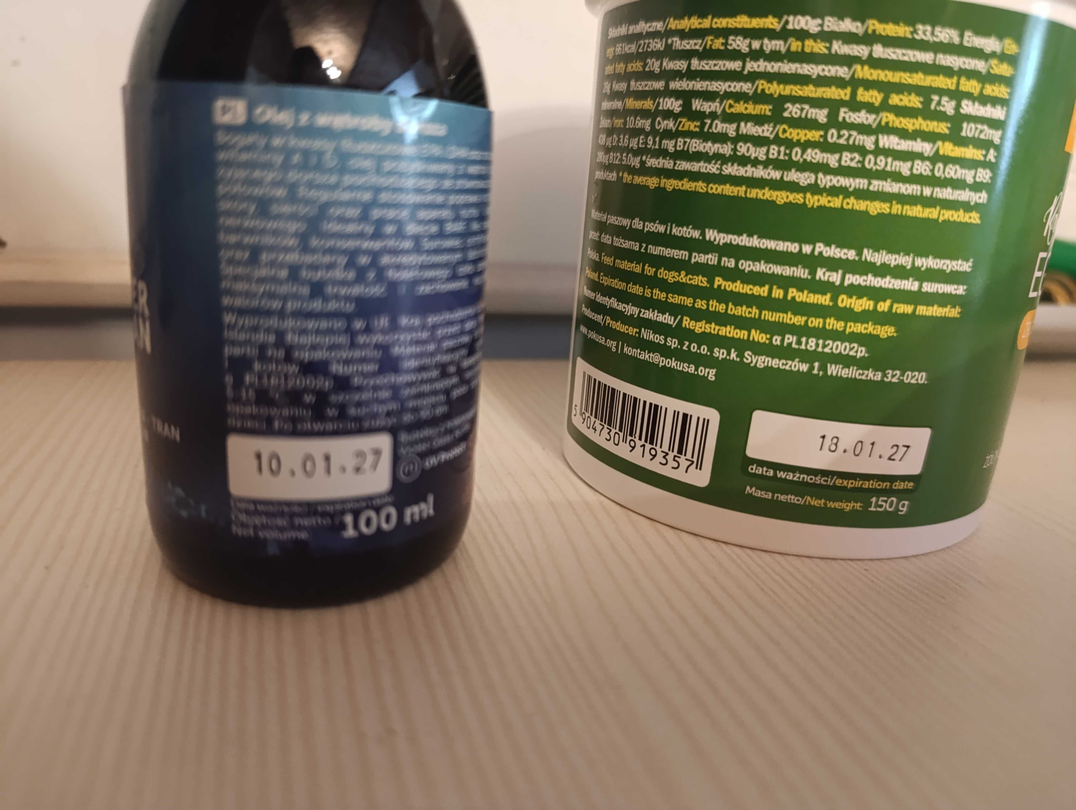 Pokusa żółtko jaja + nowy tran z wątroby dorsza, suplementy, BARF