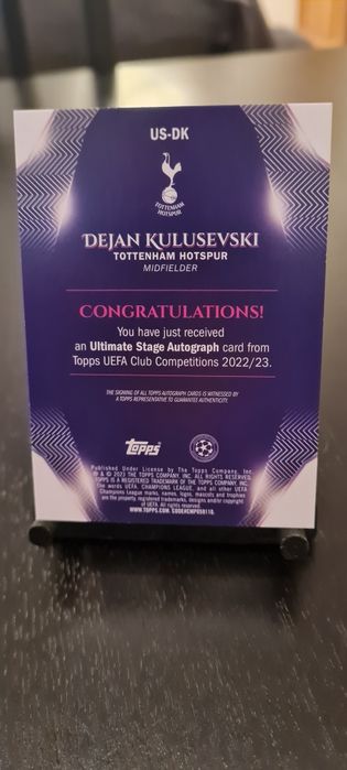 Dejan Kulusevski 2022-23 Topps UEFA Club Competition Auto Ultimate Sta