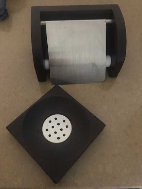 Porta rolo de papel higiénico + saboneteira - novos