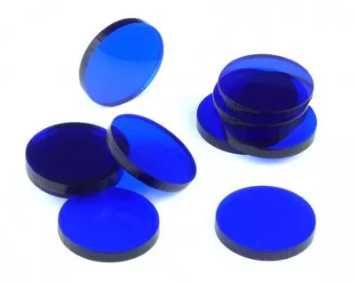 Znaczniki akryl niebieskie okrągłe 22x3mm 10szt