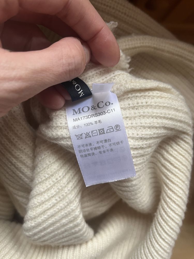 Wełniana sukienka 100% sweter wełna kremowa długa ciepła gruba s