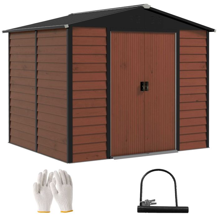 Abrigo de Jardim Metálico 240x206x198 cm c/ Fechadura e Base NOVO