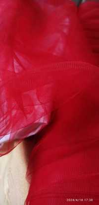 Тканина євросітка/ фатин , червона, м'яка, для суконь, блузок та ін.