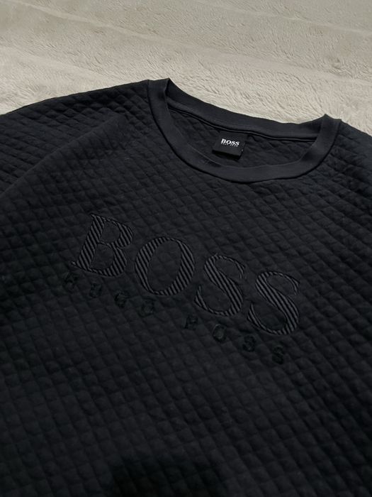 HUGO BOSS (M) джемпер свитшот мужской черный вафельный оригинал кофта