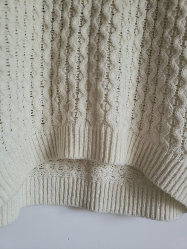 Kremowy sweter H&M oversize M warkocze jak moher