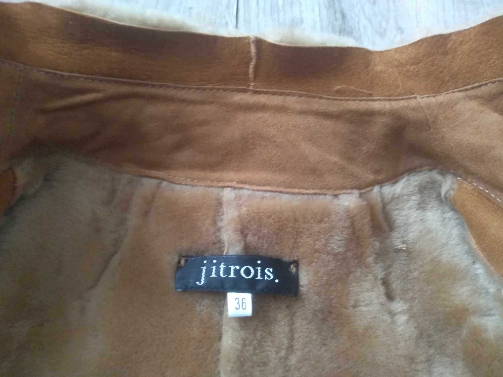Jitrois France 36 leather jacket luksus kurtka skóra owcza futro lisa