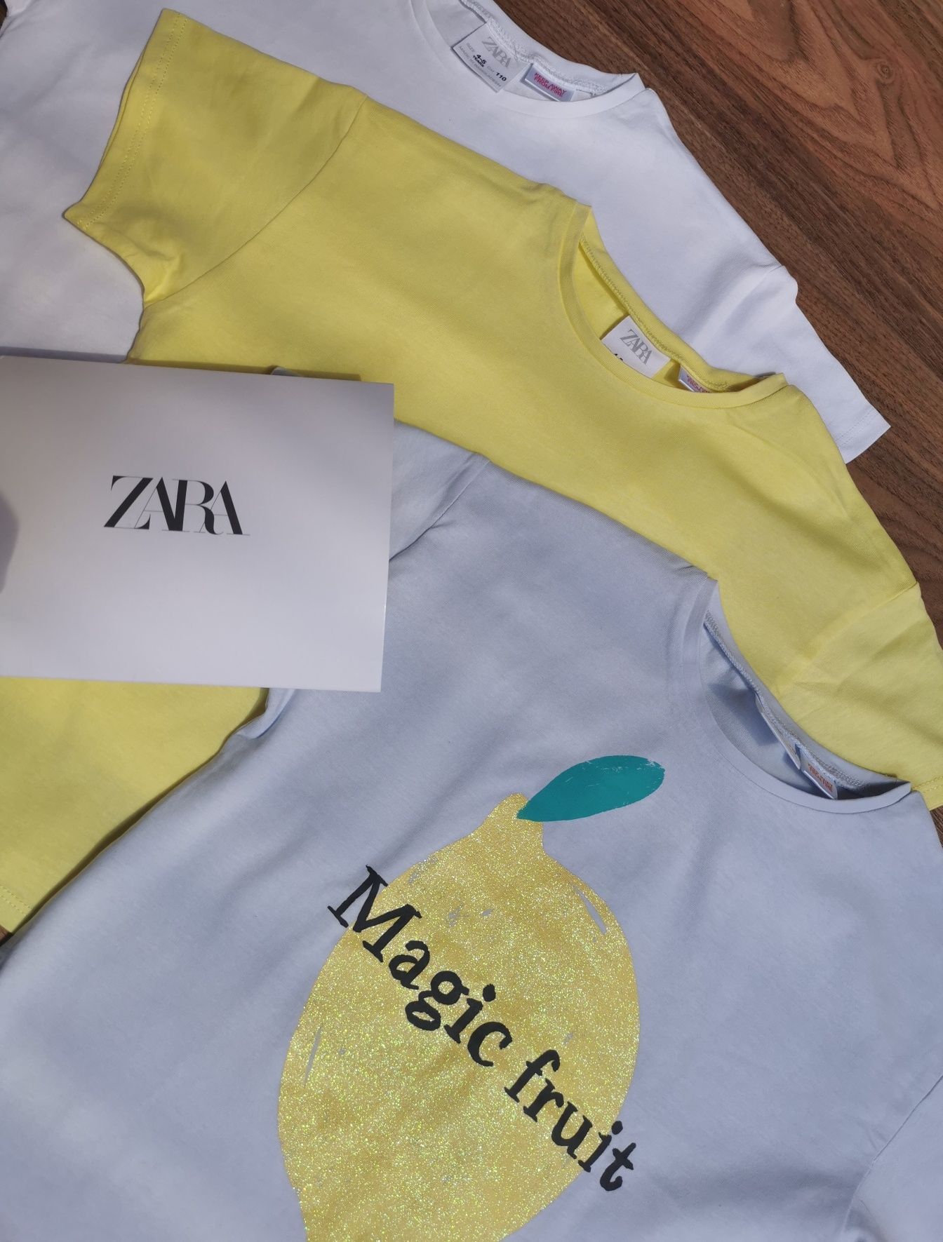 3 szt t-shirt Zara roz. 92 z cytryną
