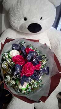 Букеты роз, атласные розы, съедобные букеты с конфетами