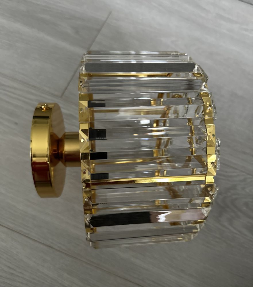 Złota Kryształowa Lampa Sufitowa Nowoczesna Okrągła 22cm