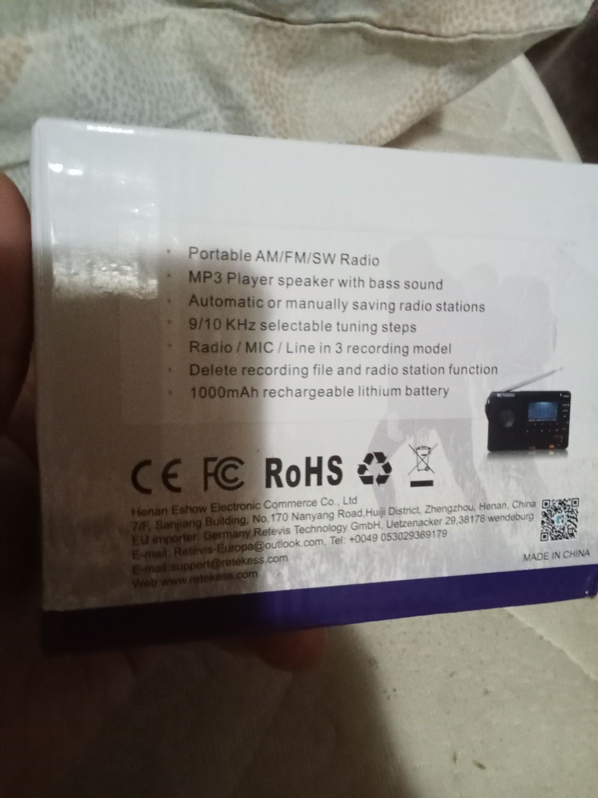 Radio portátil a bateria