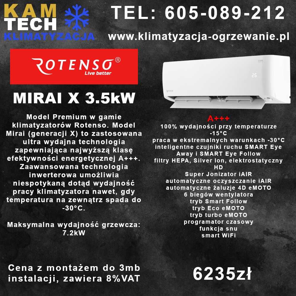 Rotenso Mirai X 3,5kW z pompą ciepła grzanie do -30*C A+++