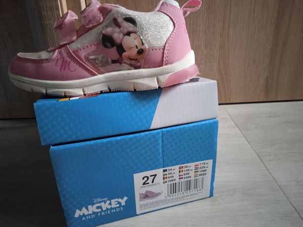 Buty sportowe adidasy dziewczęce 27 myszką Miki że światłem