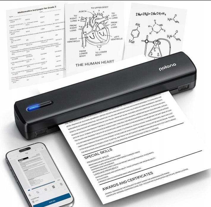 Drukarka przenośna Polono D810 bezprzewodowa termiczna A4 Bluetooth