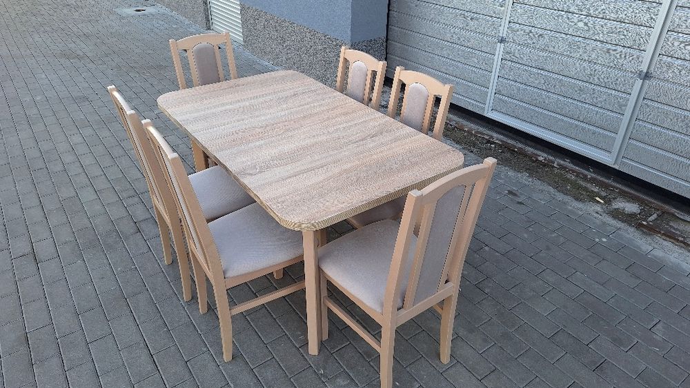 Nowe: Stół rozkładany + 6 krzeseł,sonoma+latte, dostawa cała POLSKA