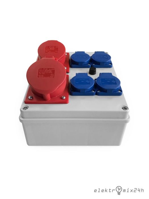 Skrzynka elektryczna natynkowa, gniazda 1x32A/1x16A 400V 5P | 4x230V