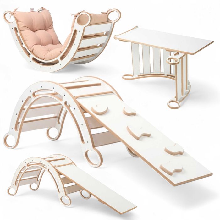 NOWY Bujak Montessori 4w1 Zjeżdżalnia | Ścianka Wspinaczkowa | Biurko