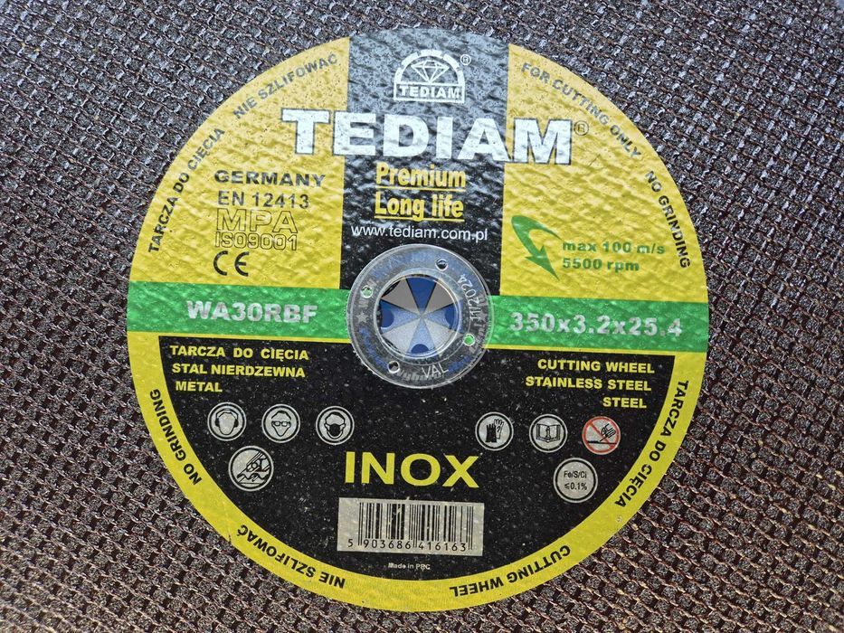 5sztuk Tarcza do cięcia PREMIUM 350x3,2x25,4mm INOX tarcza 350mm