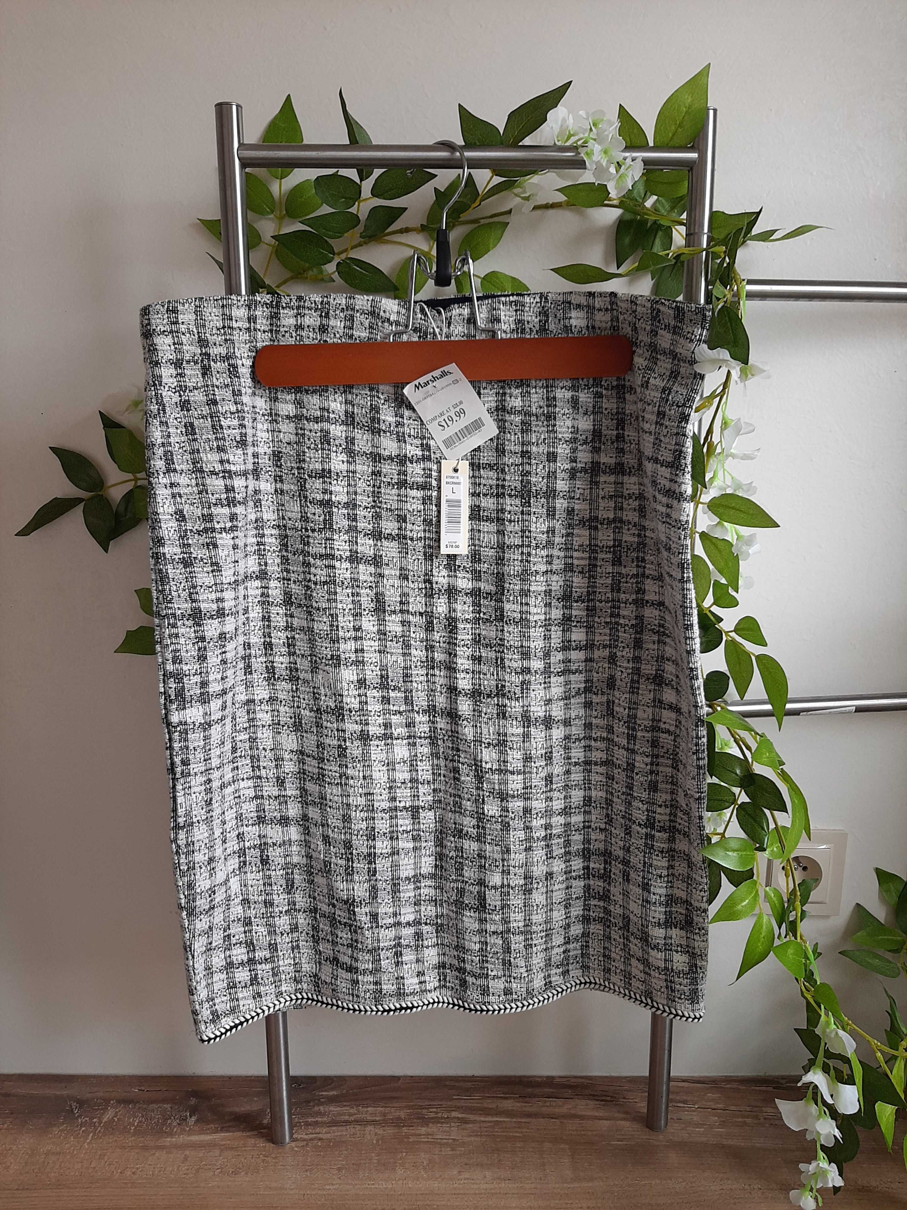 Spódnica ołówkowa w kratkę Basic minimalism L 40 uczennica biuro
