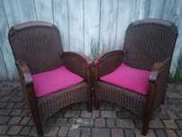 Dwa fotele teek rattan stolik
