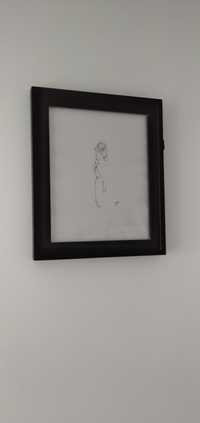 Minimalistyczny obraz kobieta rama czarny połysk nowoczesny szkic