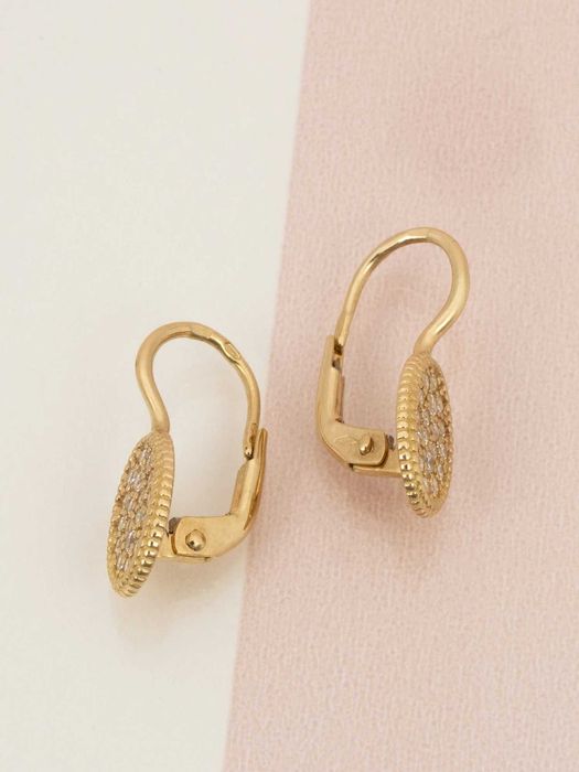 Złote kolczyki z tarczą lśniących cyrkonii próba 585