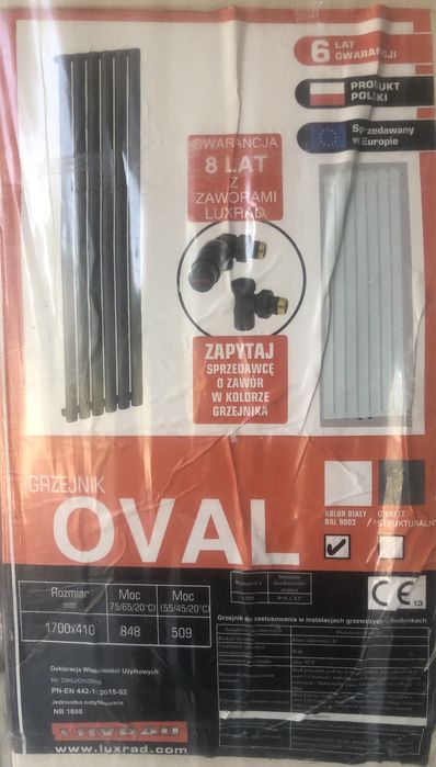 • LUXRAD OVAL 1700X410 827W BIAŁY - Nowy Grzejnik Ozdobny Dekoracyjny