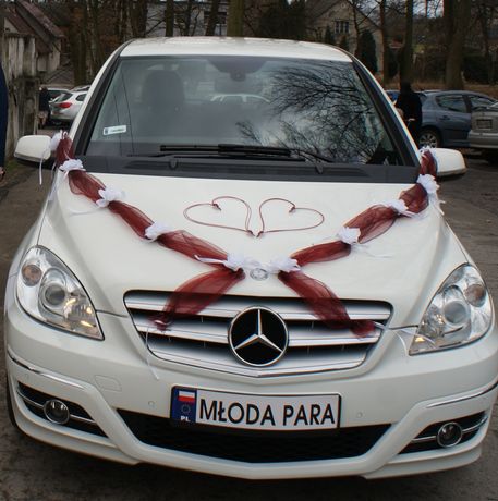 Dekoracja samochodu ślubnego " BORDO "