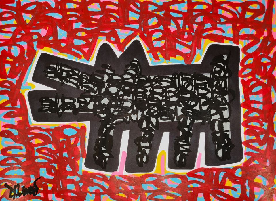 Pintura - Dr. LOVE - Original Artwork : Black dog