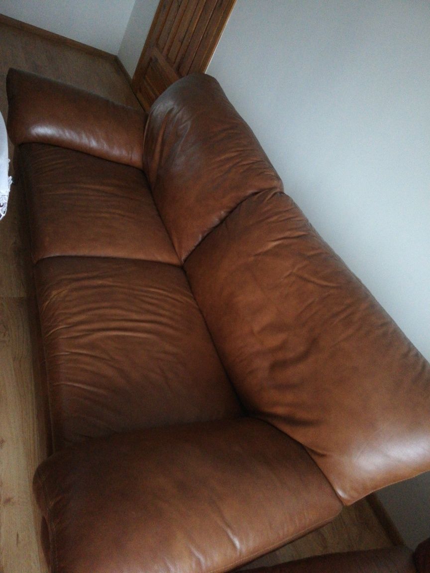 Komplet skórzany kanapa i 2 fotele