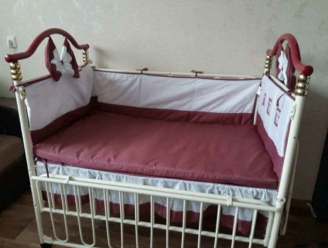 Дитяче ліжечко з люлькою металеве Ліжко дитяче Кроватка детская