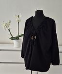 Wyprzedaż ! Czarna masełkowa bluzka marszczony dekolt plus size 6-8 xl