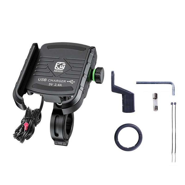 Suporte de Telemóvel para Moto com Carregador Rápido USB 3.0