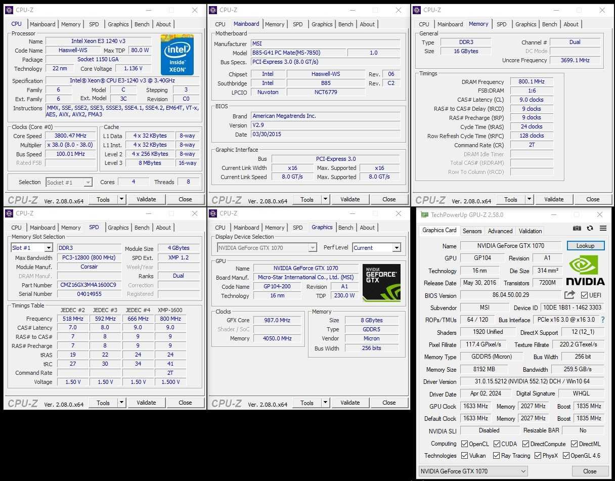 Компьютер i7-4770 / 16GB DDR3 / GTX 1070 8GB GDDR5 /SSD120 HDD500/700W