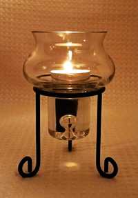 świecznik szklany metalowy