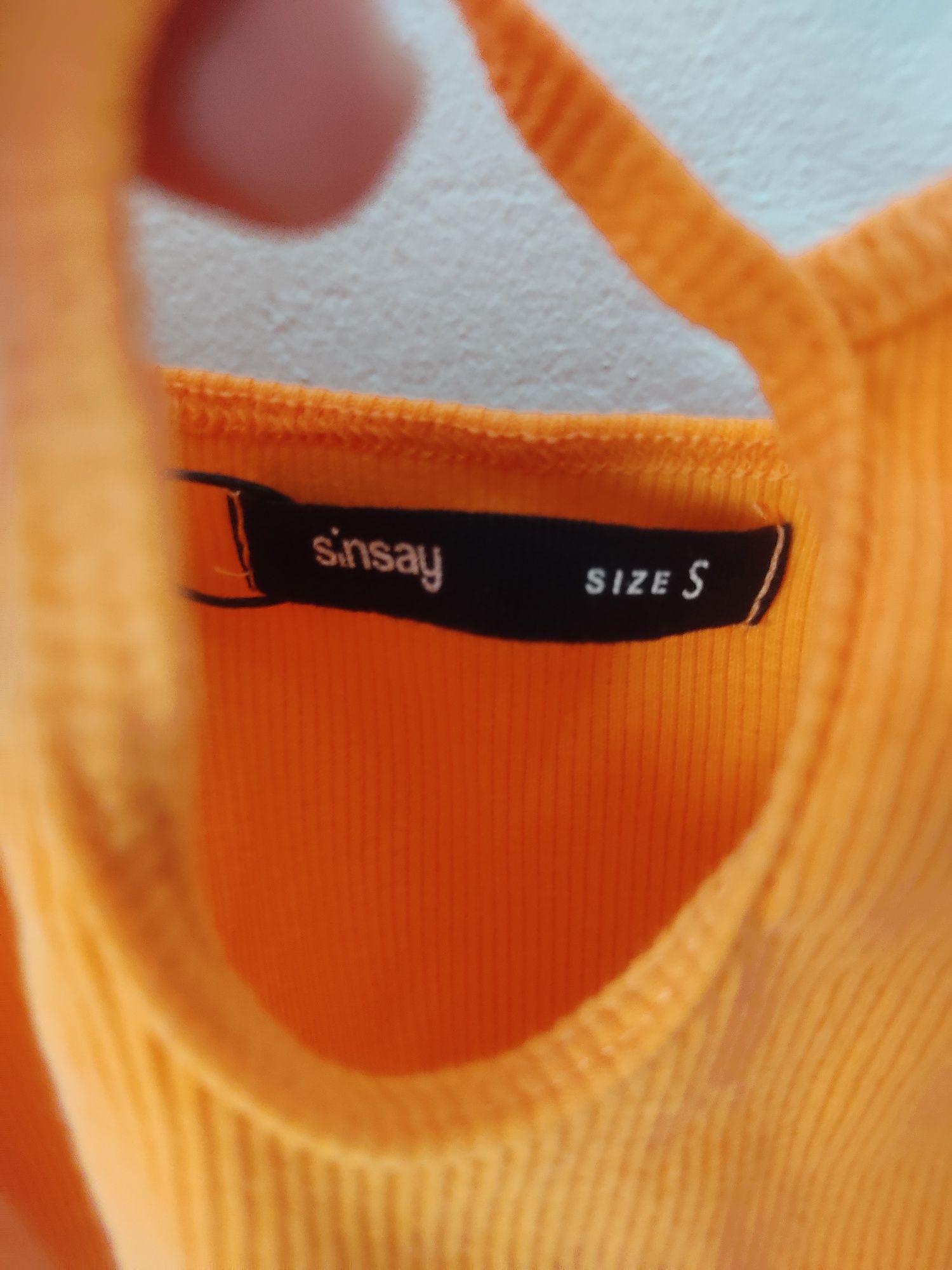 Pomarańczowy Crop top bluzka damska na ramiczkach S 36 Basic Sinsay do