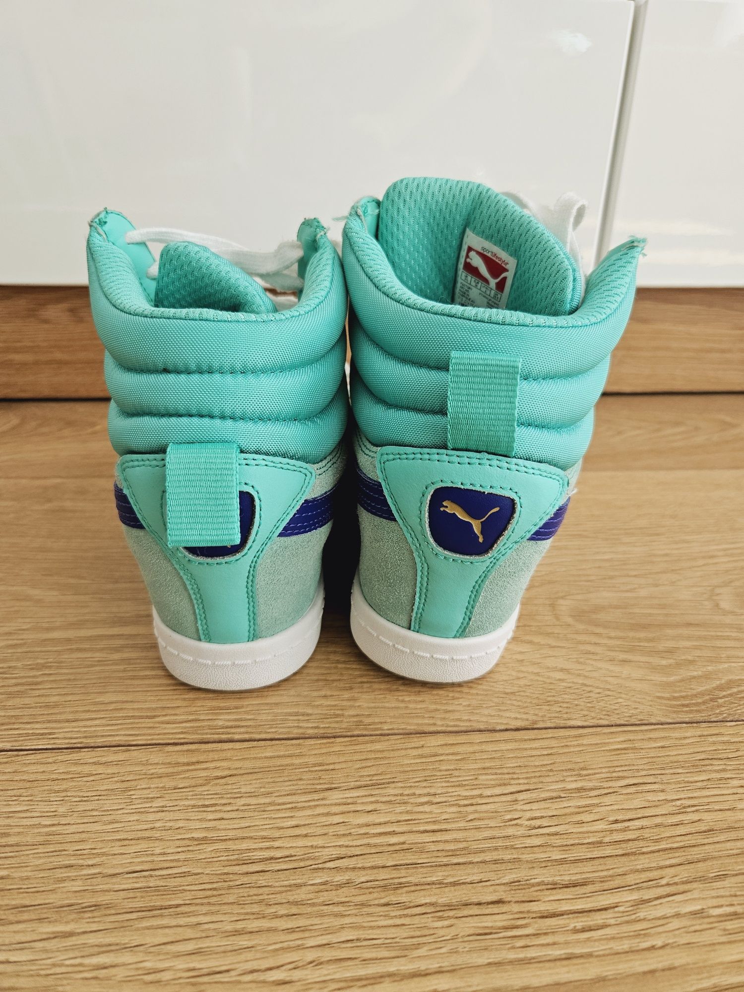 Sneakersy buty sportowe puma 35 na koturnie mietowe