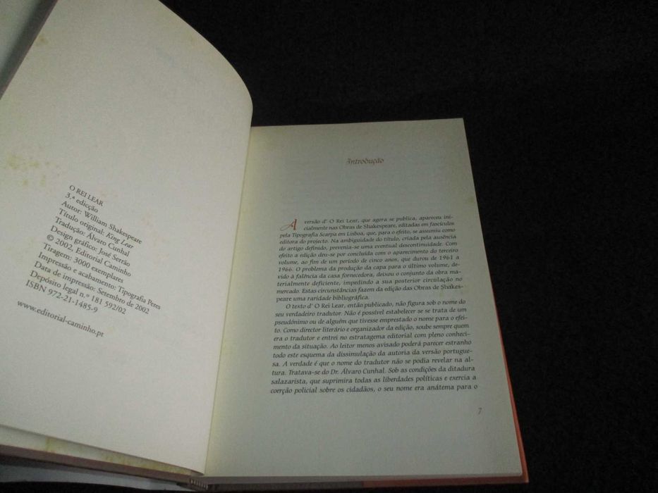 Livro O Rei Lear William Shakespeare Álvaro Cunhal