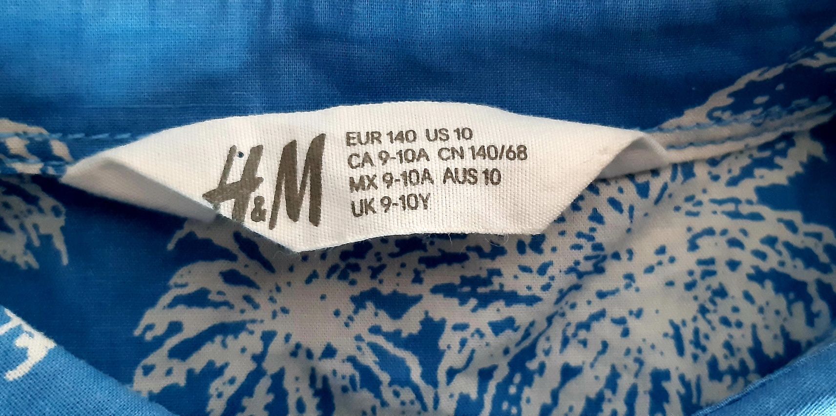 Koszula elegancka chłopięca na lato 140 H&M niebieska