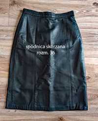 Skórzana spódnica czarna, retro vintage
