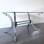Mesa de centro cromada com vidro retangular. Chrome Coffee Table