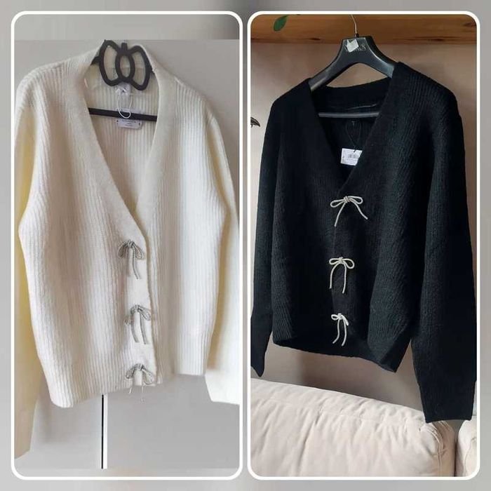 2 sztuki Sweter rozpinany kardigan M czarny biały