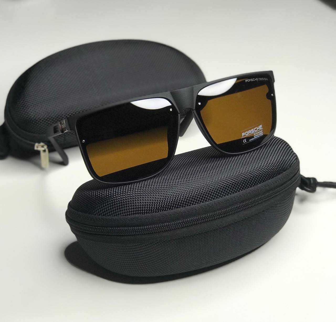 Солнцезащитные очки PORSCHE Polarized Антиблик Мужские чёрные квадратн