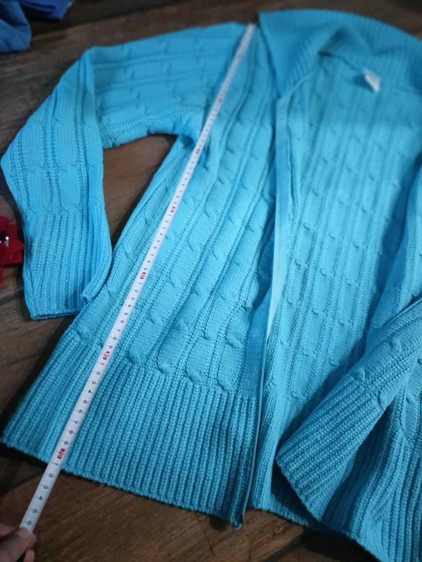 Dłuższy sweterek sweter na suwak 40 L kardigan wzór